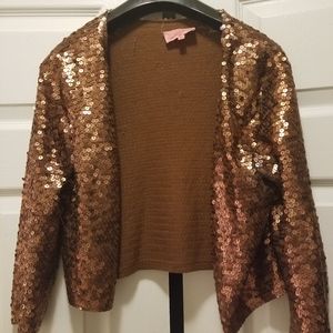 Cropped Sequin Holiday Jacket